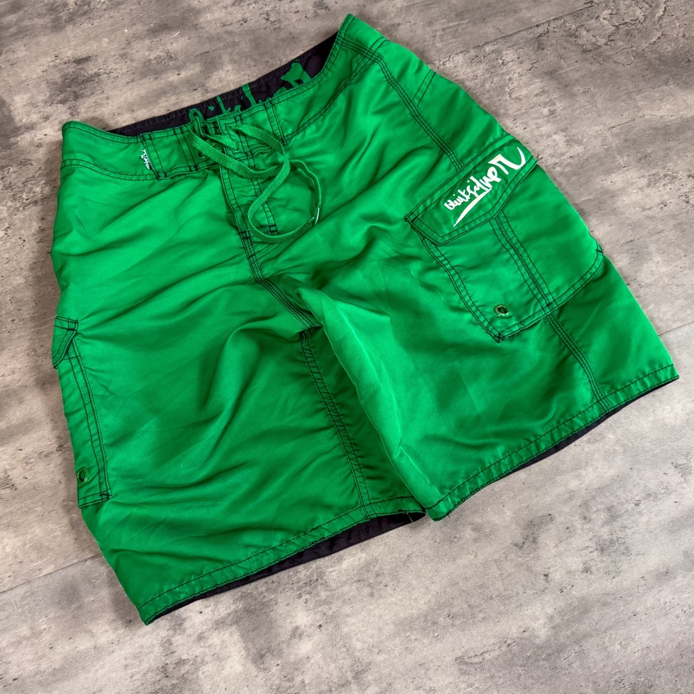 Y2K 2000's 00's Quiksilver Baggy Relax Fit Forest Kelly Green Board Short's